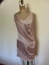 Nina Ricci Olivier Theyskens SS2008 Draped Satin Slip Dress Blush FR38 US6