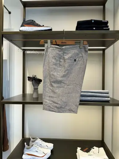 Zegna Men's Gray Linen Shorts
