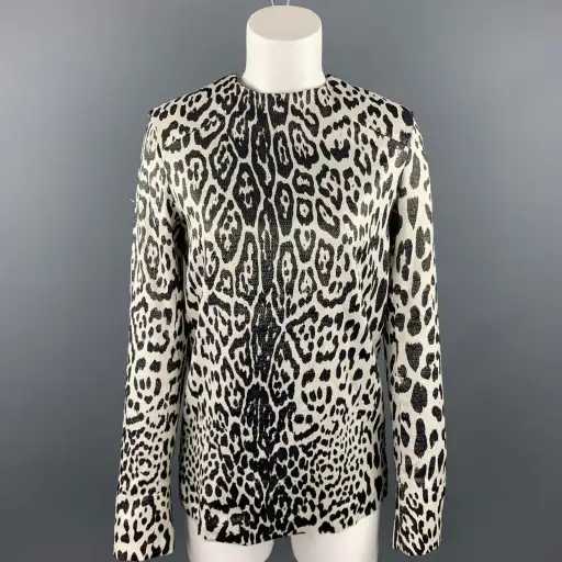 HAIDER ACKERMANN Silver & Black Leopard Print Silk Blouse