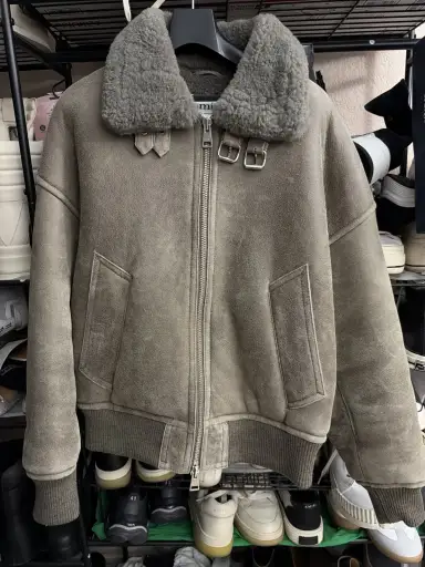 Ami Paris shearling leather bomber jacket