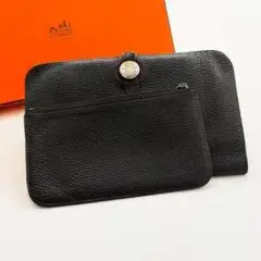 【激安】エルメス ドゴン デュオ GM トゴ ブラック 長財布 HERMES