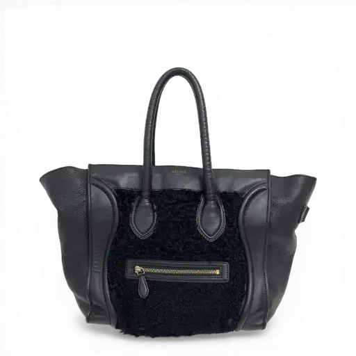 Leather Phantom Luggage Tote Bag Black