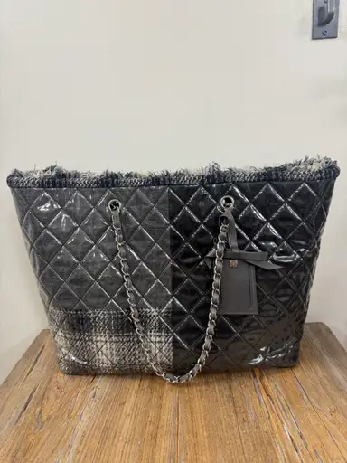 Chanel Vinyl Funny Tweed Patchwork Tote Large