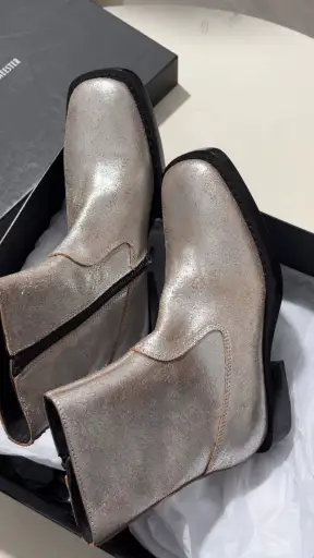 Ann Demeulemeester New Boots Square Toe Silver 36