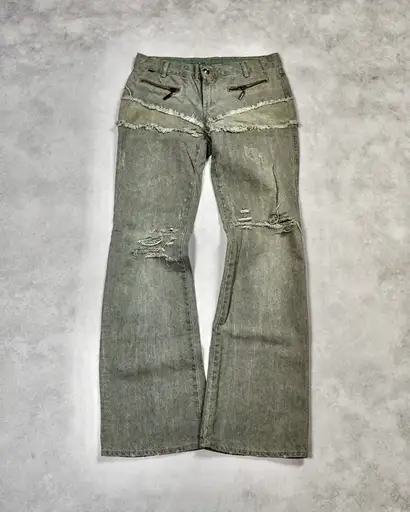 ROBERTO CAVALLI SPLIT DECONSTRUCTED FLARED JEANS
