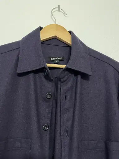 Two Pocket Shirt Navy Wool and Cashmere