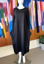 Poeme Bohemien size 40 (M) black midi dress cotton Italy stretch (very Rundholz)