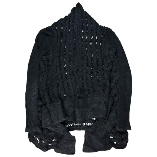 Rick Owens Open Crotchet Knit Tail Silk Cardigan - AW15