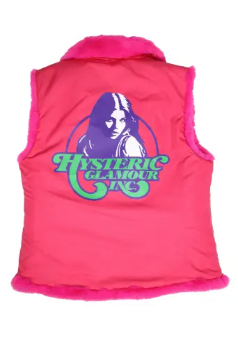 HYSTERIC GLAMOUR Pink Fur Lined logo Vest