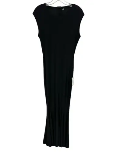 Norma Kamali Size S Black Polyester Blend Cap Sleeve Column Stretch Dress