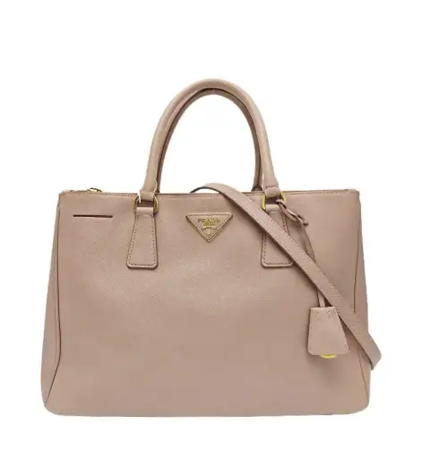PRADA Galleria pink cowhide leather logo cross pattern shoulder bag crossbody ba