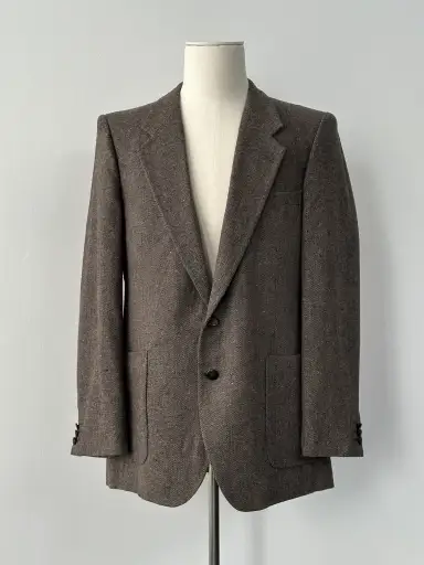 Yves Saint Laurent Menswear 1990s Pure Wool Herringbone Blazer - 42R