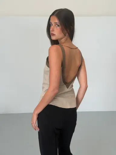 veronique branquinho 2000s ivory contrast trim camisole top