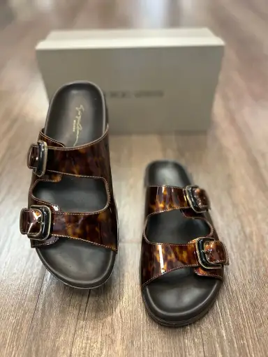Giorgio Armani Stylish Brown Buckle Sandals - Size 38.5