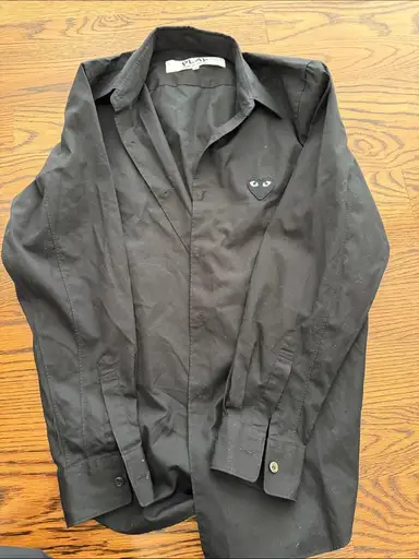 Comme des Garcons Black Button-Up Shirt with Heart Logo
