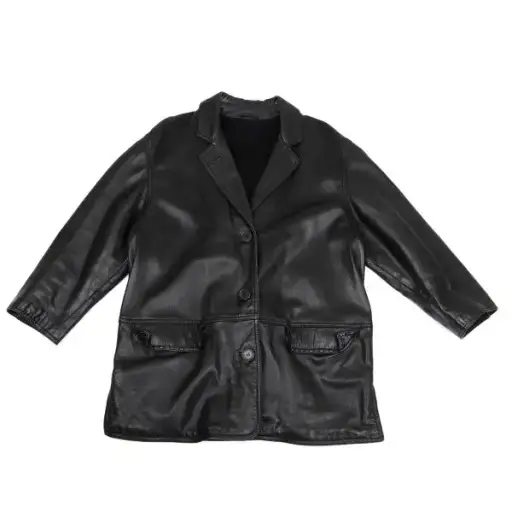 RUFFO Stitched Leather Tailored Blazer Black Size L