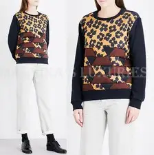 DRIES VAN NOTEN SWEATSHIRT HILBORN PATCHOWRK FRONT COTTON TOP M Medium