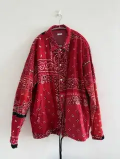 OLD PARK バンダナ柄 コーチジャケット レッド