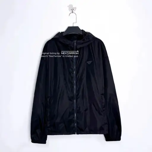 Prada SS26 Black Tech Nylon Hooded Jacket M