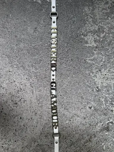 Lettering studded belt