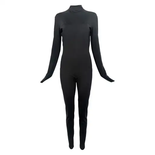 Thierry Mugler ACTIV 1990's Black Full Body Mock Neck Cat Suit