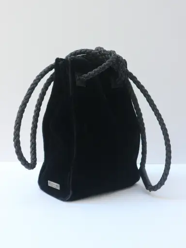 Yves Saint Laurent Black Velvet and Leather Shoulder Bag circa 2001-2004