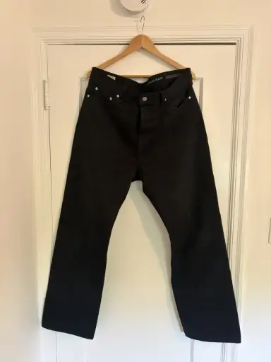 Momotaro Wide Fit Black Button Fly Jeans - 36