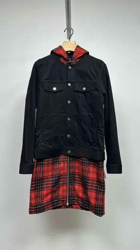 Givenchy Layered Denim Plaid Hybrid Coat