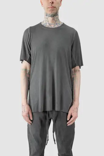 Grey Leather Spine Modal-Cashmere Raglan T-Shirt