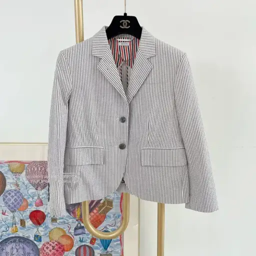 Thom Browne Gray Striped Blazer Size 40 3