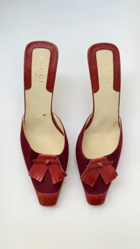 Gucci tassel detailed vintage kitten heel mules 38.5