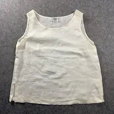 Gianfranco Ferre Forma Women Tank Top L Off White Linen Blend Scoop Neck Italy