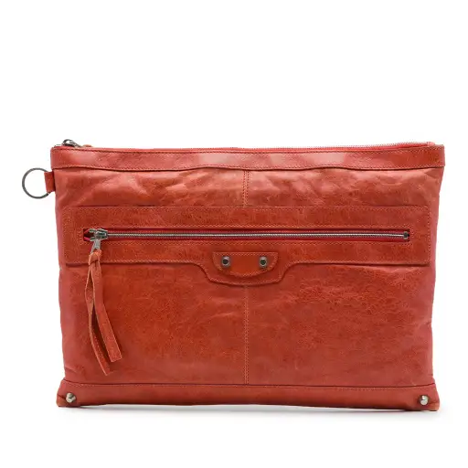 Balenciaga Lambskin Motocross Classic Clip Clutch L