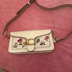 COACH ショルダーバッグ 花柄 刺繍 ホワイト