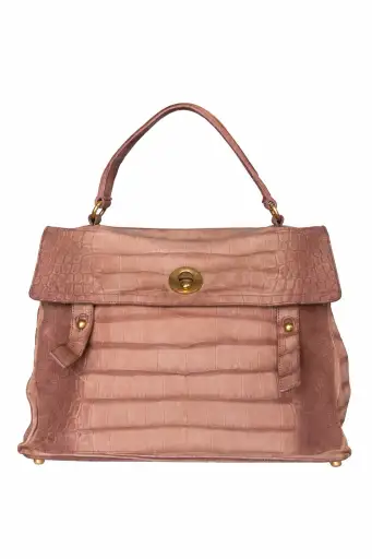 Yves Saint Laurent Muse Two Croc Effect Deerskin Satchel