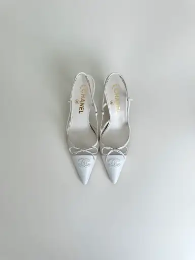 Chanel White Mesh Slingbacks 36.5