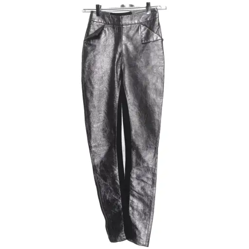 Metallic Silver Leather Trousers Gray, Gareth Pugh