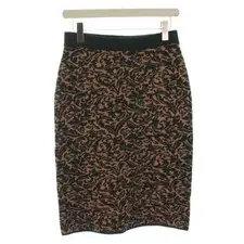 Dries Van Noten Wool Blend Straight Skirt Knee Length Women's S Green Brown