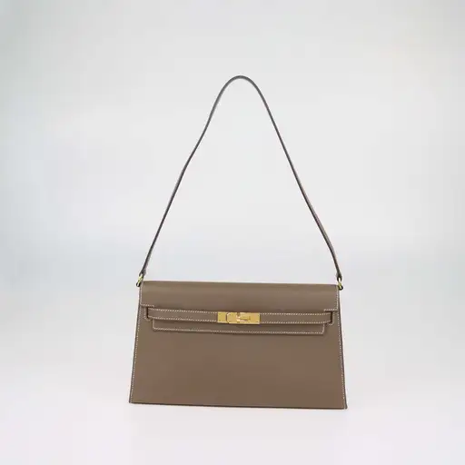 Hermes Etoupe Madame Leather Gold Hardware Kelly Elan Sellier Bag