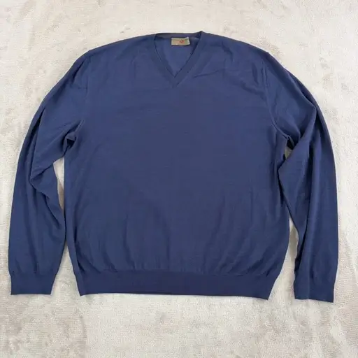 Luciano Barbera Crewneck Knit Lightweight Pullover Sweater in‎ Navy Wool Men 54