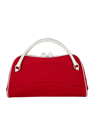 Prada Vintage Red Canvas and White Leather Handbag