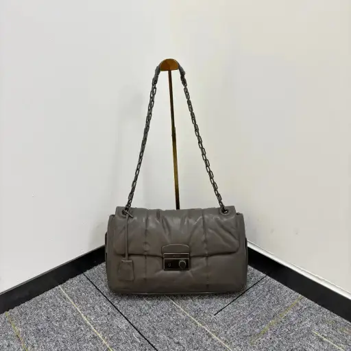PRADA grey sheepskin shoulder bag