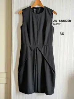 JIL SANDER NAVY ノースリーブワンピース ブラック　フォーマル36