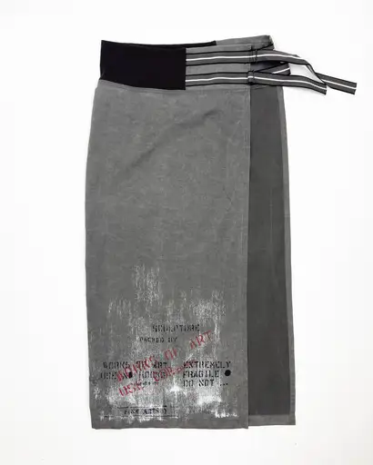 Late 90's Cop Copine Asymmetrical Skirt with Split-Front in Grey -S
