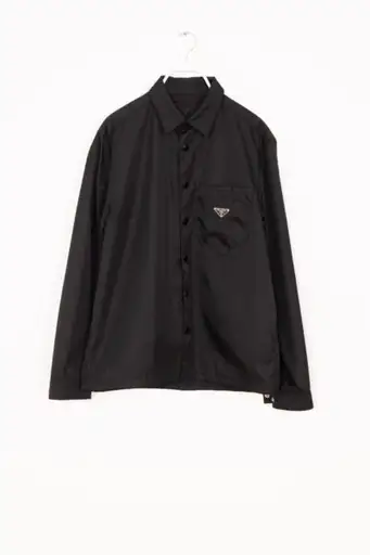 Prada Hemd aus Re-Nylon in Schwarz und Silber