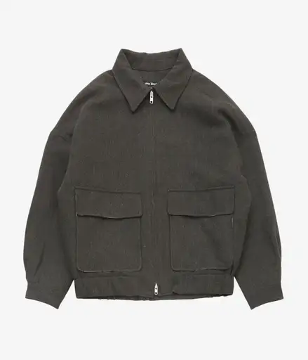 EVAN KINORI ''ZIP JACKET TWO | WOOL/LIN H-BONE'' (BLACK/BROWN)