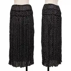 イッセイミヤケ フェットISSEY MIYAKE FETE ドットプリントシースループリーツスカート 紺白2