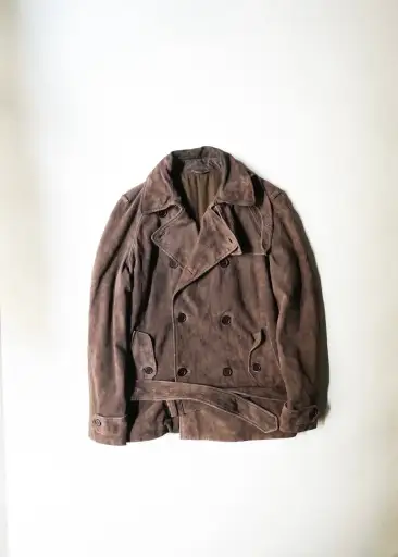 HELMUT LANG 05AW suede double breasted belted coat