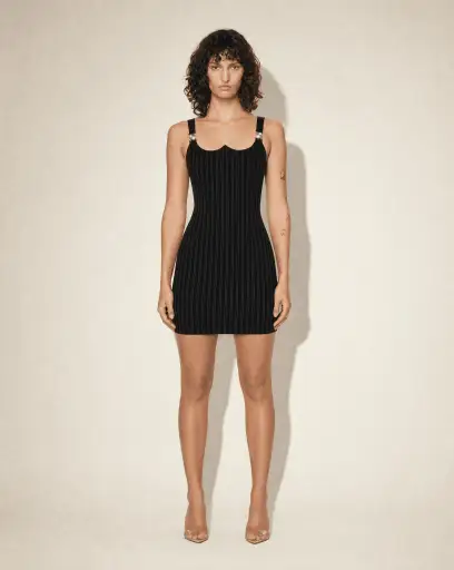 Bodycon Medusa Strap Dress — Scalloped Neckline 1995