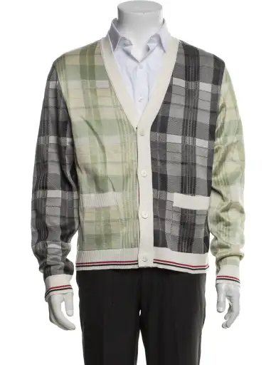 Silk Plaid Print Cardigan